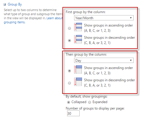 sharepoint-views-date-group-by-cameron-dwyer-09-view-settings-group-year-month-day