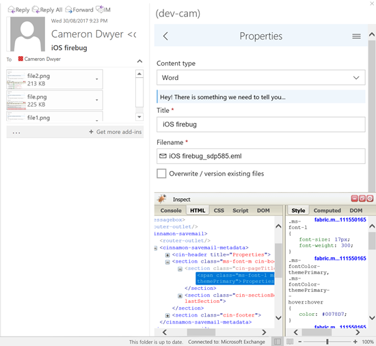 Debug-Office-Addin-Desktop-Office-Outlook-Firebug-Cameron-Dwyer