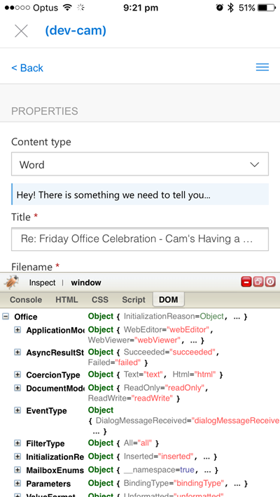 Debug-Outlook-Addin-DOM-JavaScript-Inspect-Cameron-Dwyer