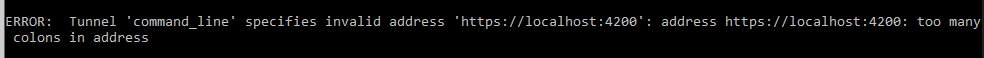 ERROR: Tunnel 'command_line' specifies invalid address 'http://localhost:4200' too many colons in address
