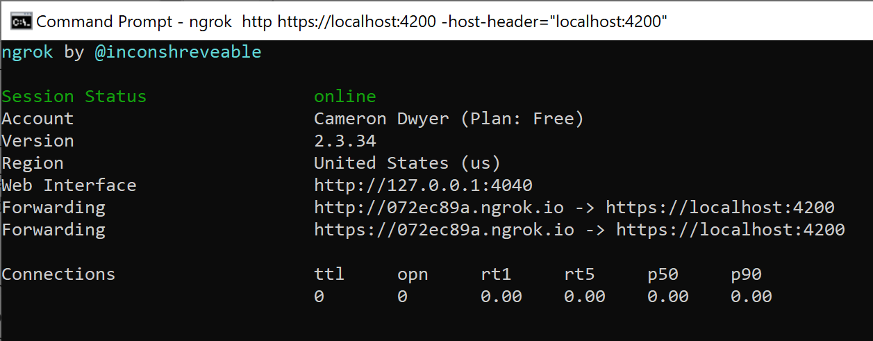 Using ngrok to get a public HTTPS address for a local server already ...
