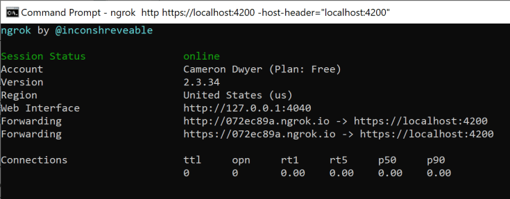 Using ngrok to get a public HTTPS address for a local server already ...
