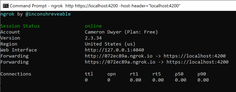 Using ngrok to get a public HTTPS address for a local server already ...